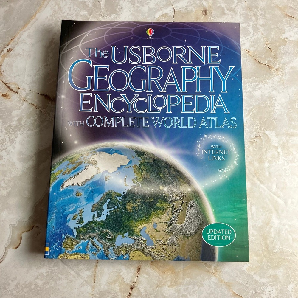 Usborne GEOGRAPHY ENCYCLOPEDIA with Complete WORLD ATLAS SoftCover